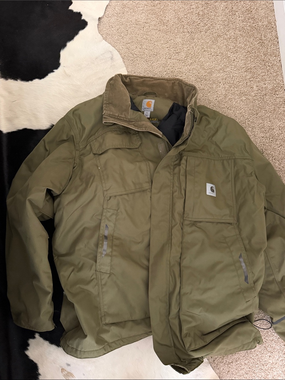 Carhartt Olive Green Men's Heavy-Duty Work Puffer Jacket